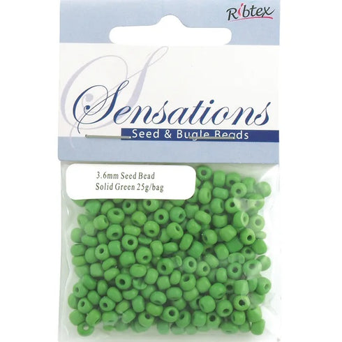 3.6mm Glass Seed Beads - 25g (available in 42 colours)